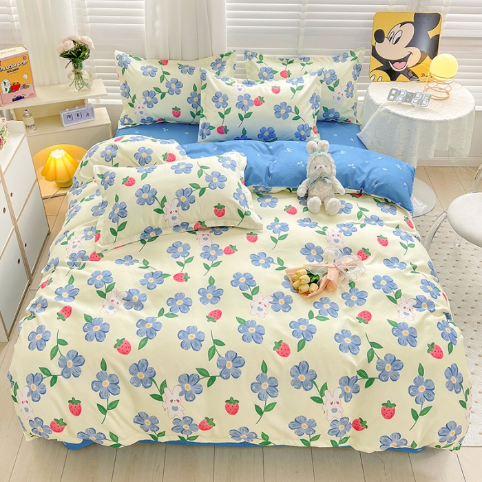 91家纺网 家纺一手货源 找家纺 KT猫直营店 2024新款迪士尼正版授权植物羊绒四件套 蓝花兔