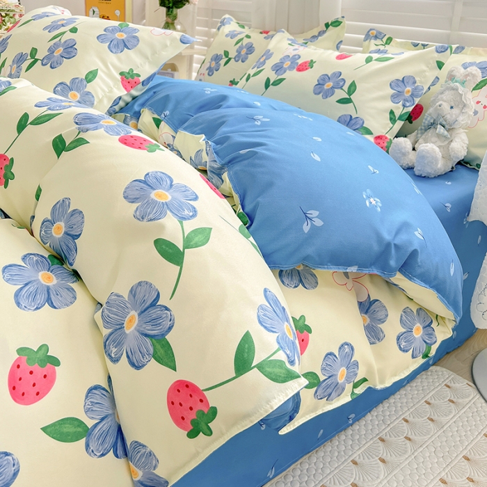 91家纺网 家纺一手货源 找家纺 KT猫直营店 2024新款迪士尼正版授权植物羊绒四件套 蓝花兔