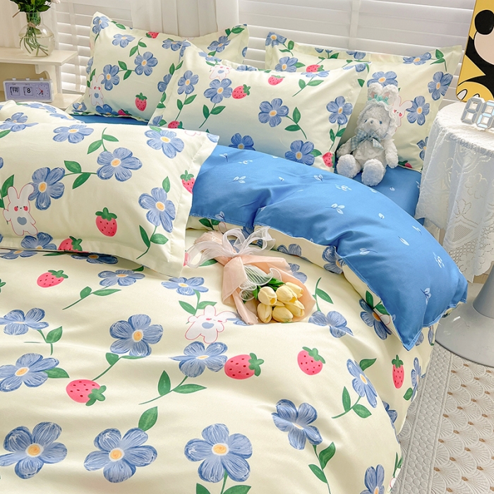 91家纺网 家纺一手货源 找家纺 KT猫直营店 2024新款迪士尼正版授权植物羊绒四件套 蓝花兔