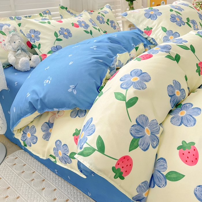 91家纺网 家纺一手货源 找家纺 KT猫直营店 2024新款迪士尼正版授权植物羊绒四件套 蓝花兔