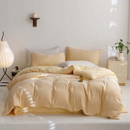 91家纺网 家纺一手货源 找家纺 逸尚阁 轻语系列亲肤磨毛印花四件套 奶油黄