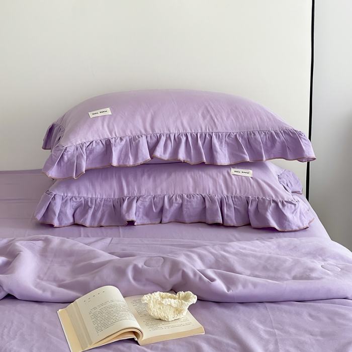 91家纺网 家纺一手货源 找家纺 荣轩 2023新款素色双层纱夏被-花边款 风韵紫