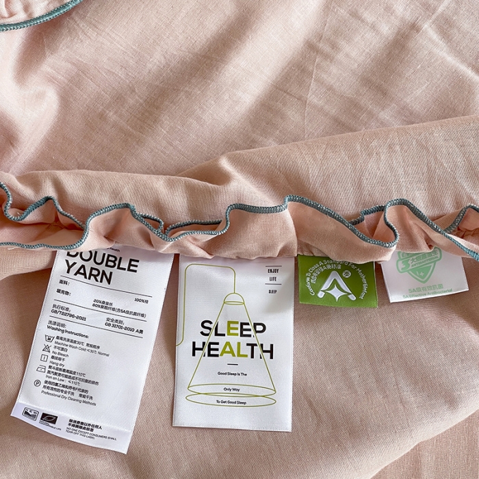 91家纺网 家纺一手货源 找家纺 荣轩 2023新款素色双层纱夏被-花边款 泡沫粉