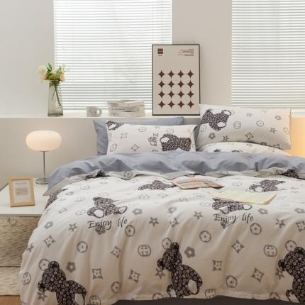 黑马家居2023新款全棉印花喷气12868套件-四件套潮流