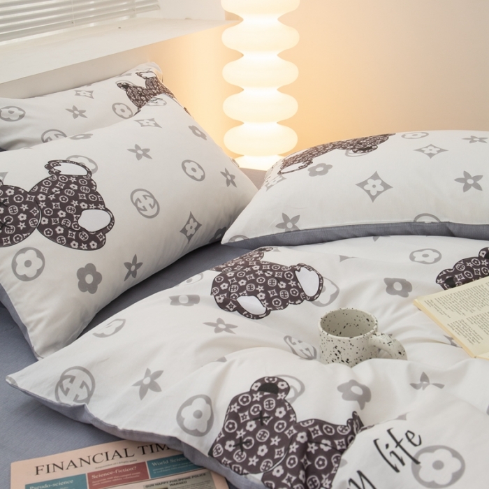 91家纺网 家纺一手货源 找家纺 黑马家居2023新款全棉印花喷气12868套件-四件套潮流