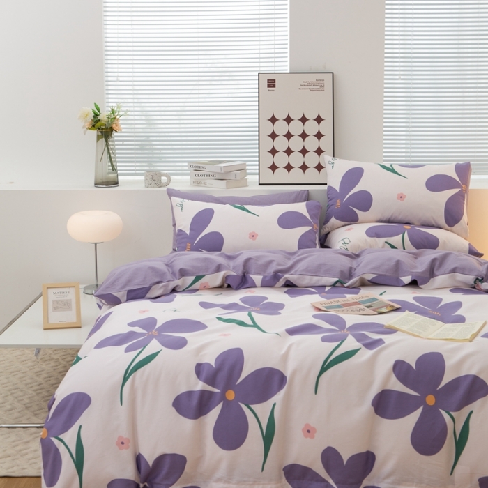 91家纺网 家纺一手货源 找家纺 黑马家居2023新款全棉印花喷气12868套件-四件套幽雅