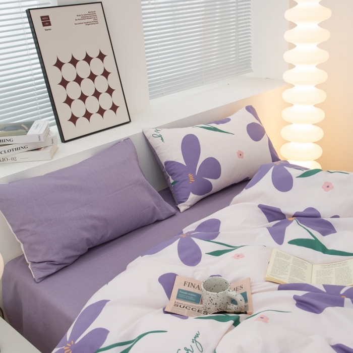 91家纺网 家纺一手货源 找家纺 黑马家居2023新款全棉印花喷气12868套件-四件套幽雅