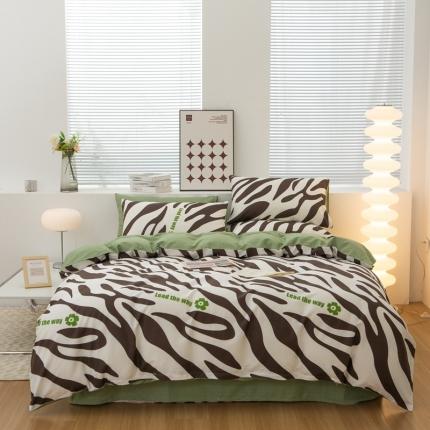 91家纺网 家纺一手货源 找家纺 黑马家居2023新款全棉印花喷气12868套件-四件套斑马
