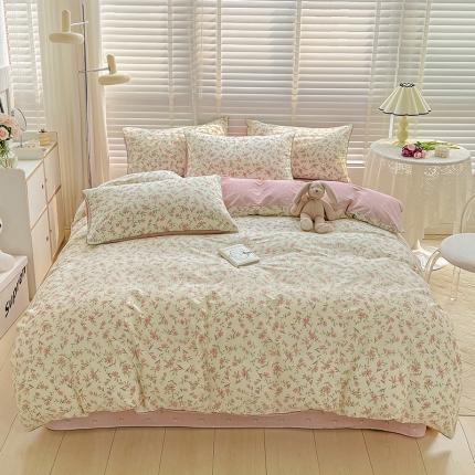 91家纺网 家纺一手货源 找家纺 捌月 2023爆款全棉小清新嵌绳工艺四件套 点点