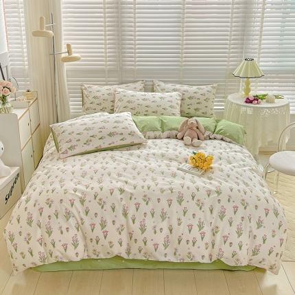 91家纺网 家纺一手货源 找家纺 （总）捌月 2023爆款全棉小清新嵌绳工艺四件套