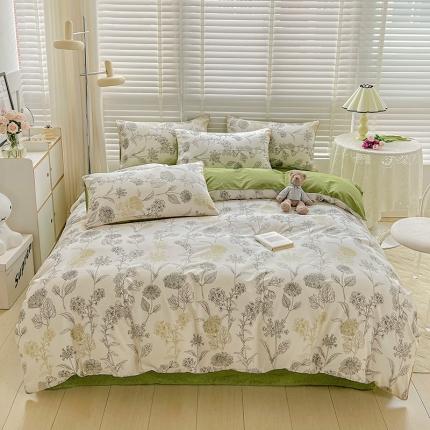 91家纺网 家纺一手货源 找家纺 （总）捌月 2023爆款全棉小清新嵌绳工艺四件套