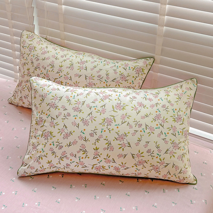 91家纺网 家纺一手货源 找家纺 捌月 2023爆款全棉小清新嵌绳工艺四件套 点点