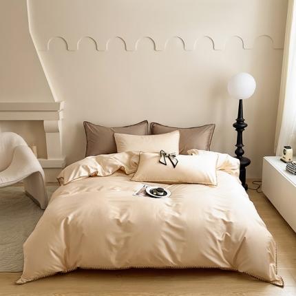 怡家居2023新款100支长绒棉贝壳针四件套 奶茶色