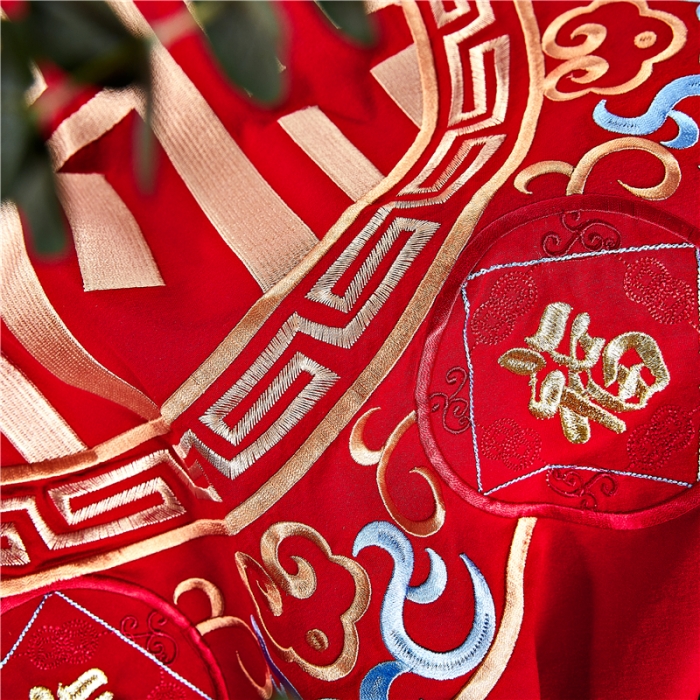 91家纺网 家纺一手货源 找家纺 2025新款亲肤棉绣花刺绣婚庆四件套 喜团圆