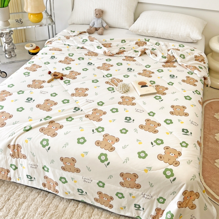 91家纺网 家纺一手货源 找家纺 乐童 2024新款A类针织夏被直播爆款花花熊