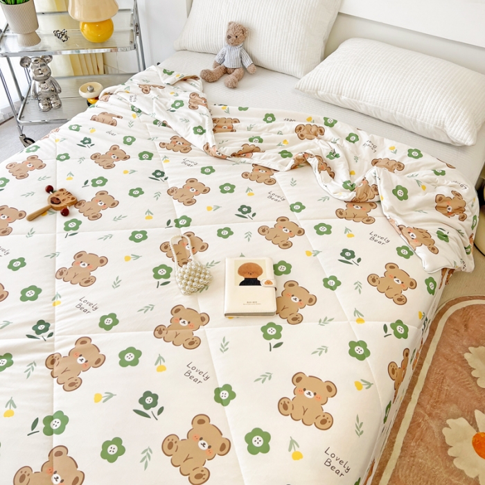 91家纺网 家纺一手货源 找家纺 乐童 2024新款A类针织夏被直播爆款花花熊