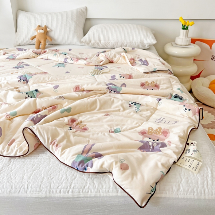 91家纺网 家纺一手货源 找家纺 乐童 2024新款A类针织夏被直播爆款萌宠世界