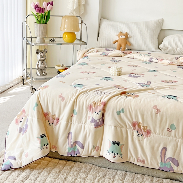 91家纺网 家纺一手货源 找家纺 乐童 2024新款A类针织夏被直播爆款萌宠世界