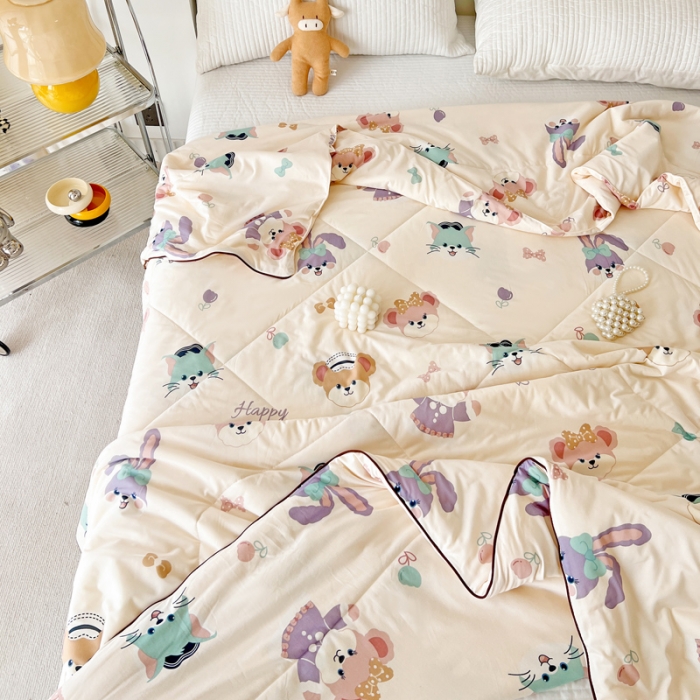 91家纺网 家纺一手货源 找家纺 乐童 2024新款A类针织夏被直播爆款萌宠世界