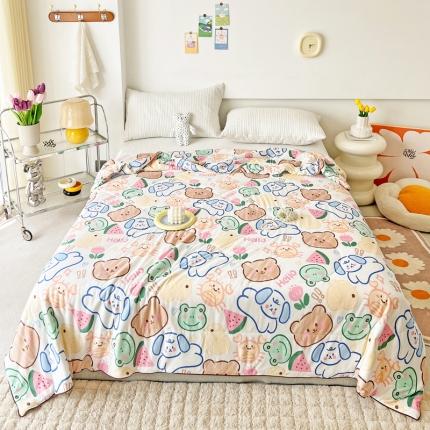 91家纺网 家纺一手货源 找家纺 乐童 2024新款A类针织夏被直播爆款魔法小熊