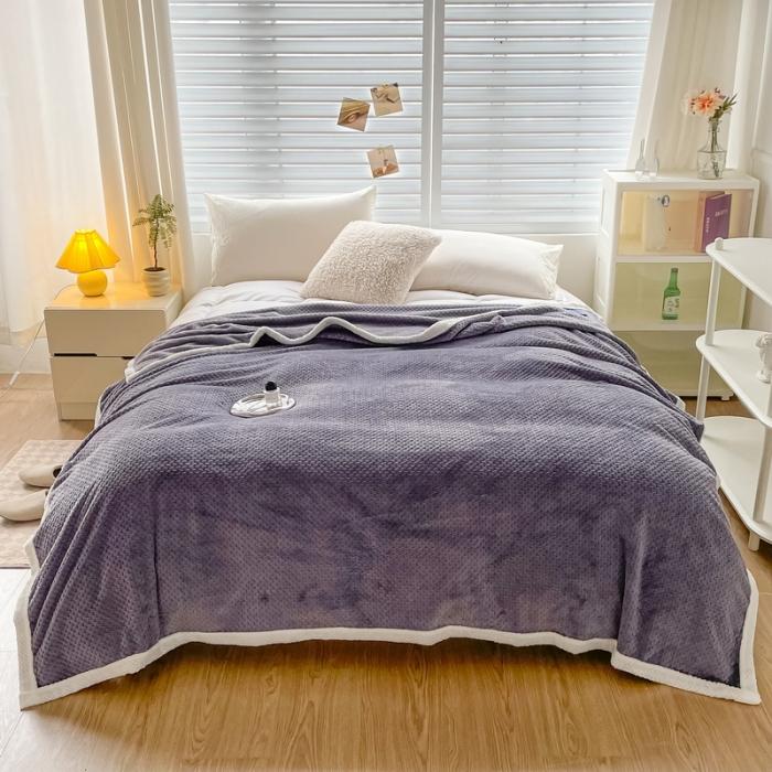 91家纺网 家纺一手货源 找家纺 （总）金来家纺2024菠萝格包边多功能盖毯 雾紫