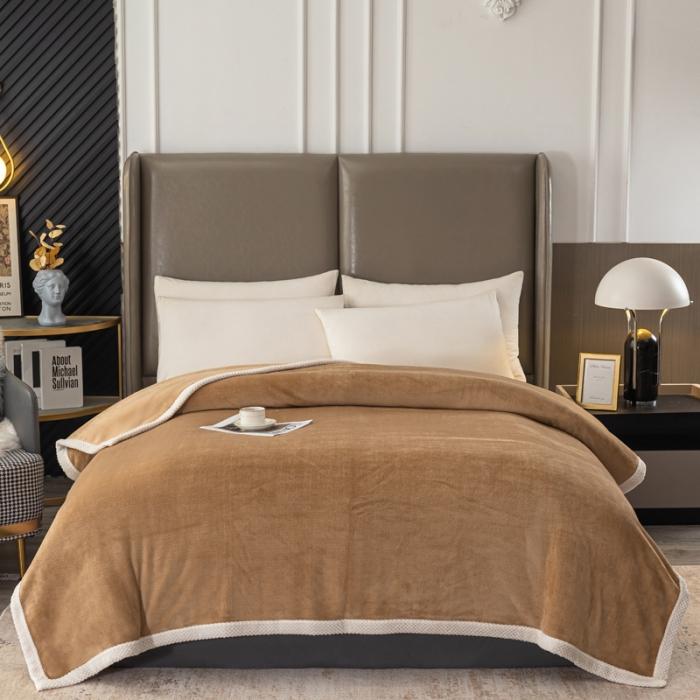 91家纺网 家纺一手货源 找家纺 2024新款纯色牛奶绒多功能盖毯 空调毯 爵士驼