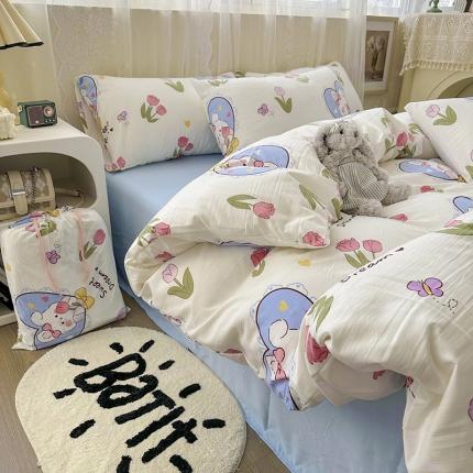 91家纺网 家纺一手货源 找家纺 （总）港岛妹妹 2024新款水洗双层纱四件套四件套