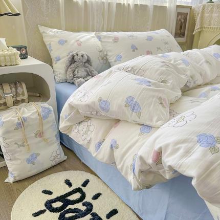 91家纺网 家纺一手货源 找家纺 （总）港岛妹妹 2024新款水洗双层纱四件套四件套