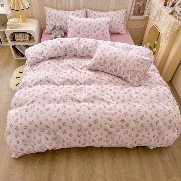 91家纺网 家纺一手货源 找家纺 港岛妹妹 2024新款水洗双层纱四件套四件套 安妮兔