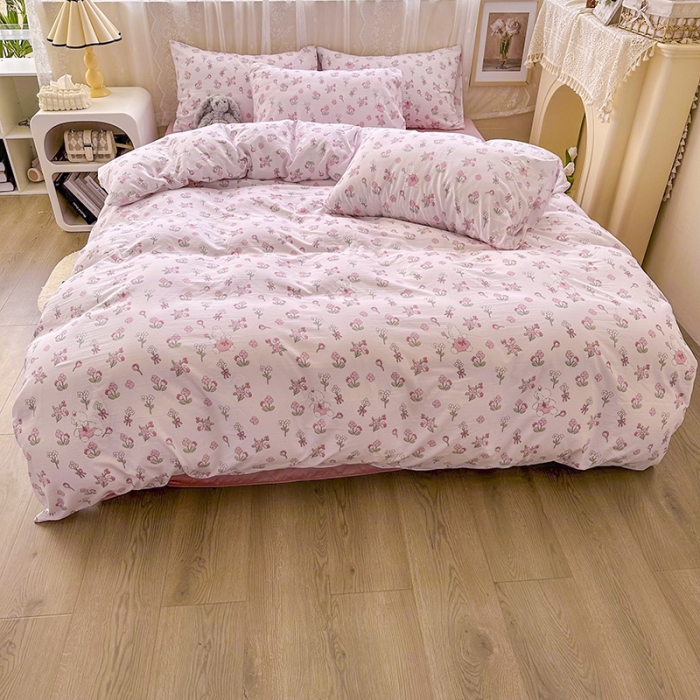 91家纺网 家纺一手货源 找家纺 港岛妹妹 2024新款水洗双层纱四件套四件套 安妮兔