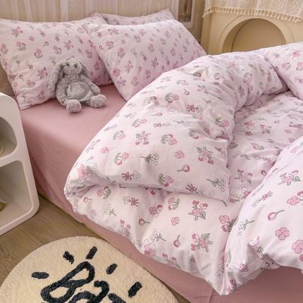 91家纺网 家纺一手货源 找家纺 （总）海岛哥哥 2023新款水洗双层纱四件套（含同款抽绳袋）