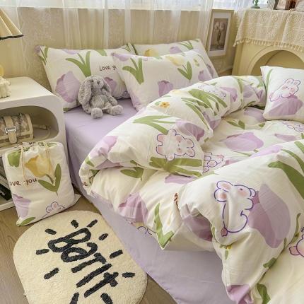 91家纺网 家纺一手货源 找家纺 （总）海岛哥哥 2023新款水洗双层纱四件套（含同款抽绳袋）