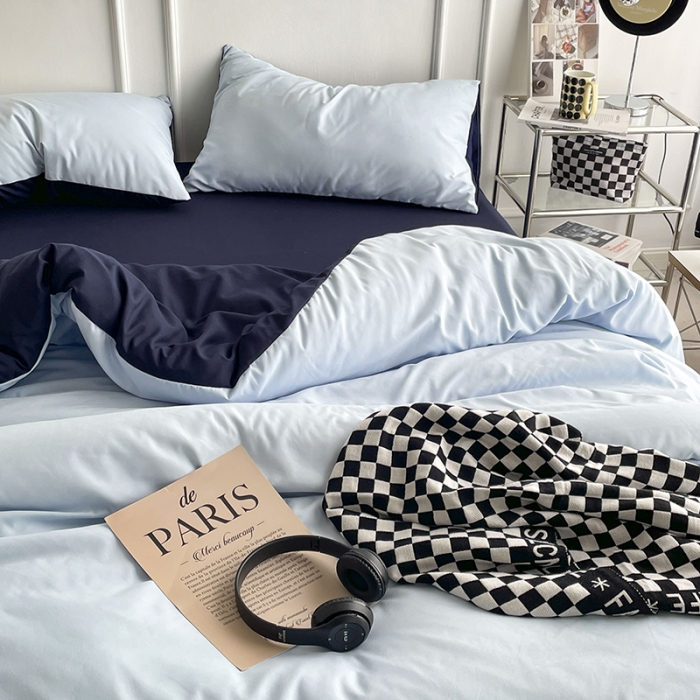 91家纺网 家纺一手货源 找家纺 （总）贝拉梦 2023新款105g简约风柔软磨毛亲肤棉双拼单被套