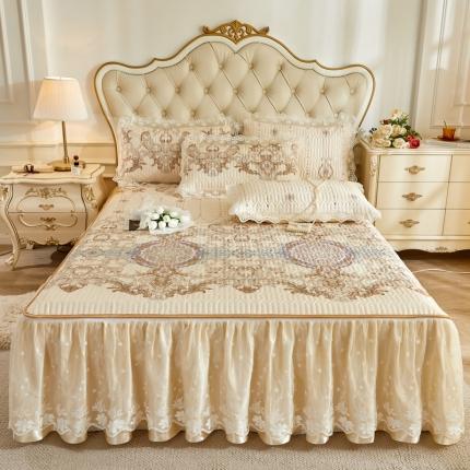 91家纺网 家纺一手货源 找家纺 恋尚  2024新款床笠式可拆卸冰丝夹棉 床裙软席三件套 赫尔曼