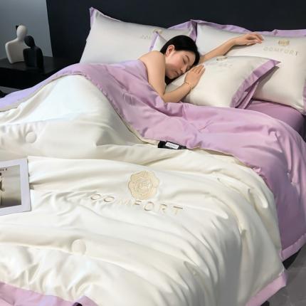 91家纺网 家纺一手货源 找家纺 索飞特 2024新款水洗冰丝夏被四件套 臻享-紫罗兰