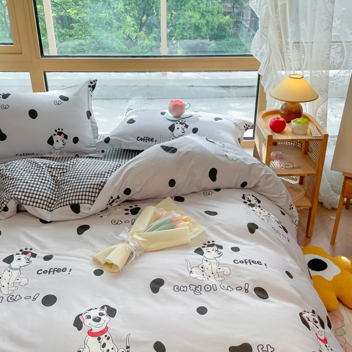 91家纺网 家纺一手货源 找家纺 金鑫汇 2023新花型上市喷气面料全棉四件套小可爱