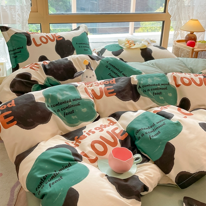 91家纺网 家纺一手货源 找家纺 金鑫汇 2023新花型上市喷气面料全棉四件套蜗居