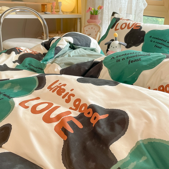 91家纺网 家纺一手货源 找家纺 金鑫汇 2023新花型上市喷气面料全棉四件套蜗居