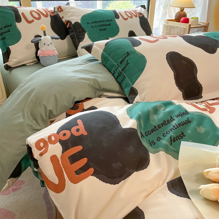 91家纺网 家纺一手货源 找家纺 金鑫汇 2023新花型上市喷气面料全棉四件套蜗居