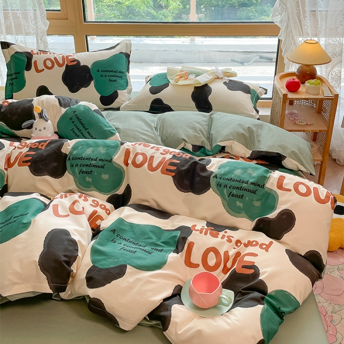 91家纺网 家纺一手货源 找家纺 金鑫汇 2023新花型上市喷气面料全棉四件套蜗居