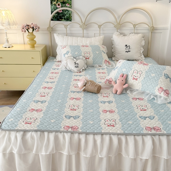 91家纺网 家纺一手货源 找家纺 （总）昔可 2023新款第二批双层床裙乳胶三件套 可爱小清新风