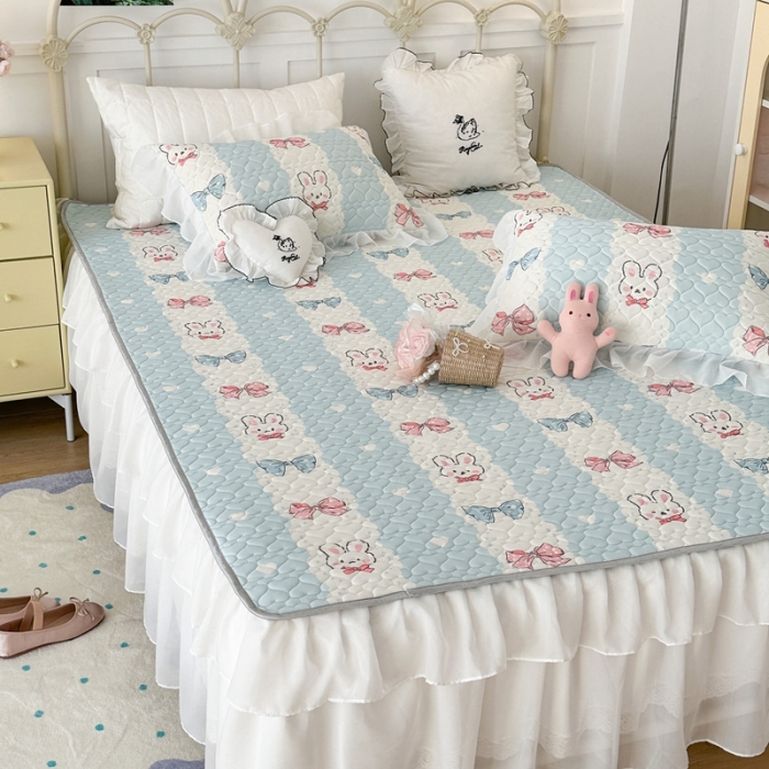 91家纺网 家纺一手货源 找家纺 （总）昔可 2023新款第二批双层床裙乳胶三件套 可爱小清新风