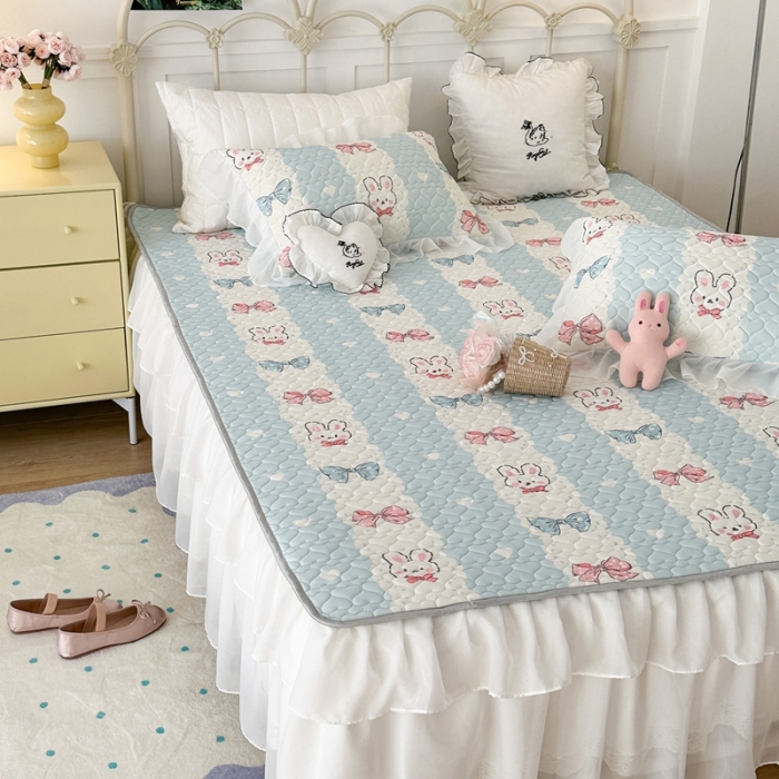 91家纺网 家纺一手货源 找家纺 （总）昔可 2023新款第二批双层床裙乳胶三件套 可爱小清新风