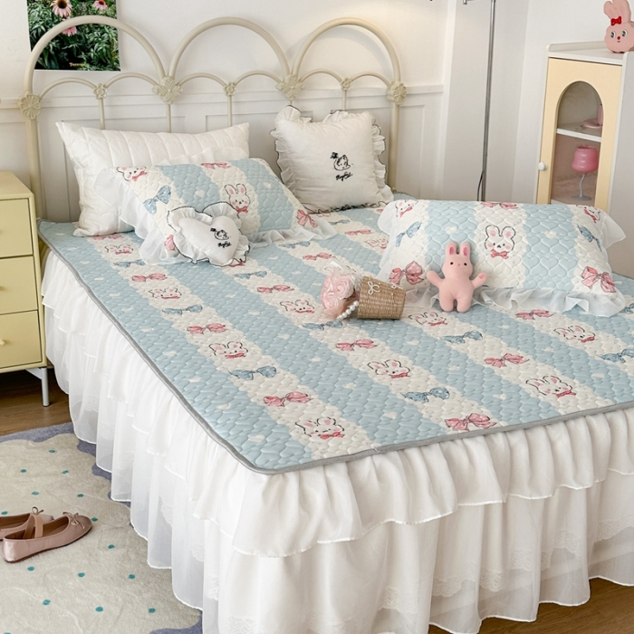 91家纺网 家纺一手货源 找家纺 （总）昔可 2023新款第二批双层床裙乳胶三件套 可爱小清新风