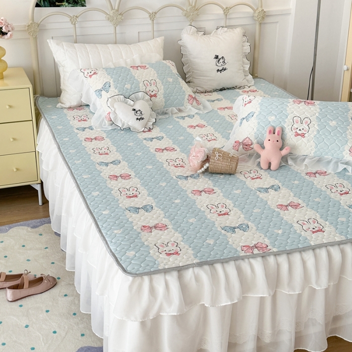 91家纺网 家纺一手货源 找家纺 （总）昔可 2023新款第二批双层床裙乳胶三件套 可爱小清新风