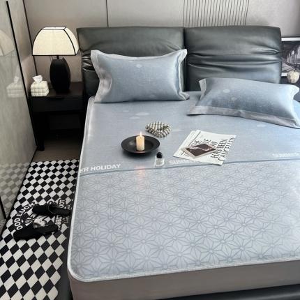 91家纺网 家纺一手货源 找家纺 橘滋 2023新款高端可水洗提花冰丝席床笠款场景一 罗马假日