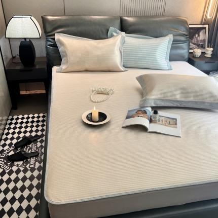 91家纺网 家纺一手货源 找家纺 橘滋 2023新款高端可水洗提花冰丝席床笠款场景一 米拉奶酪