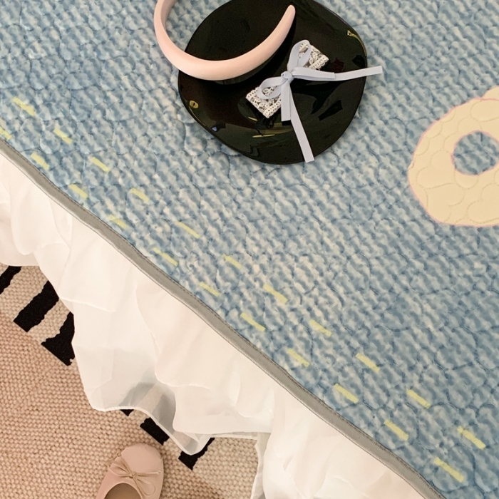 91家纺网 家纺一手货源 找家纺 昔可 2023新款第二批双层床裙乳胶三件套 芭蕾少女风 y2k牛仔蝴蝶