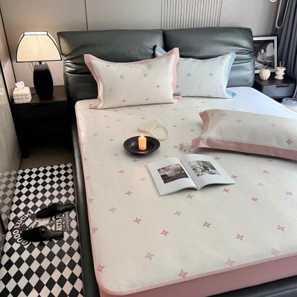 91家纺网 家纺一手货源 找家纺 橘滋 2023新款高端可水洗提花冰丝席床笠款场景一 星空下粉