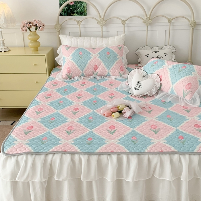 91家纺网 家纺一手货源 找家纺 昔可 2023新款第二批双层床裙乳胶三件套 芭蕾少女风 芭蕾风郁金香